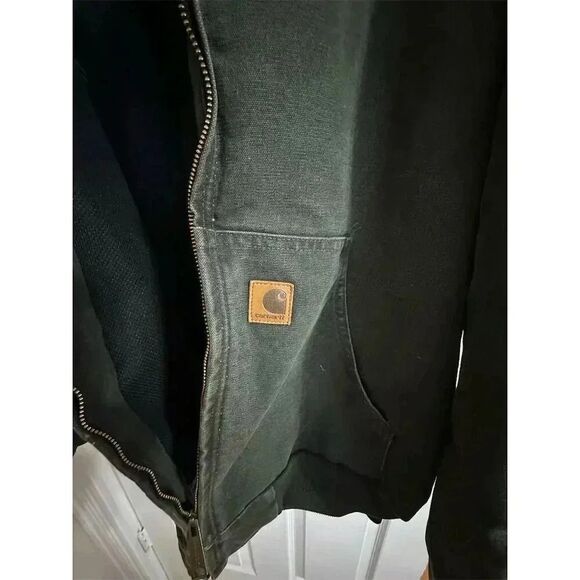 Carhartt J25 MOS Jacket Men’s XL Tall Green Hooded Duck Canvas Workwear Vintage - Picture 6 of 9